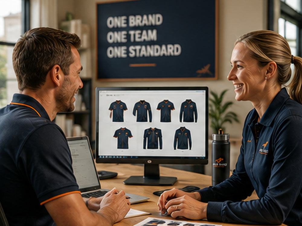 Reviewing branded apparel before placing an order