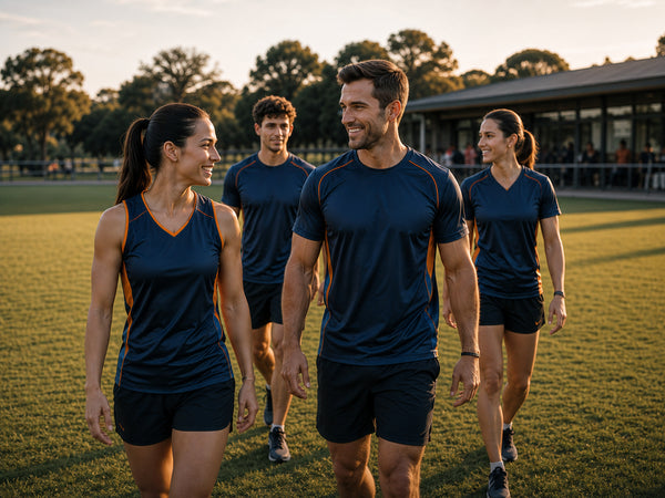 Custom club training apparel on a sporting field
